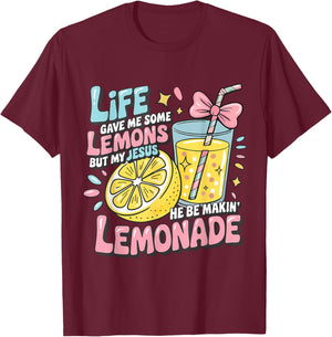 Life Gave Me Lemon But My Jesus Makin Lemonade Christian Kid T-Shirt - T-Shirt | Maroon