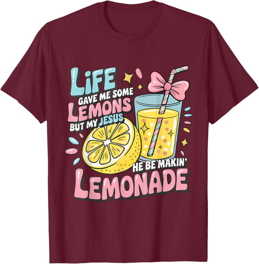 Life Gave Me Lemon But My Jesus Makin Lemonade Christian Kid T-Shirt - T-Shirt | Maroon