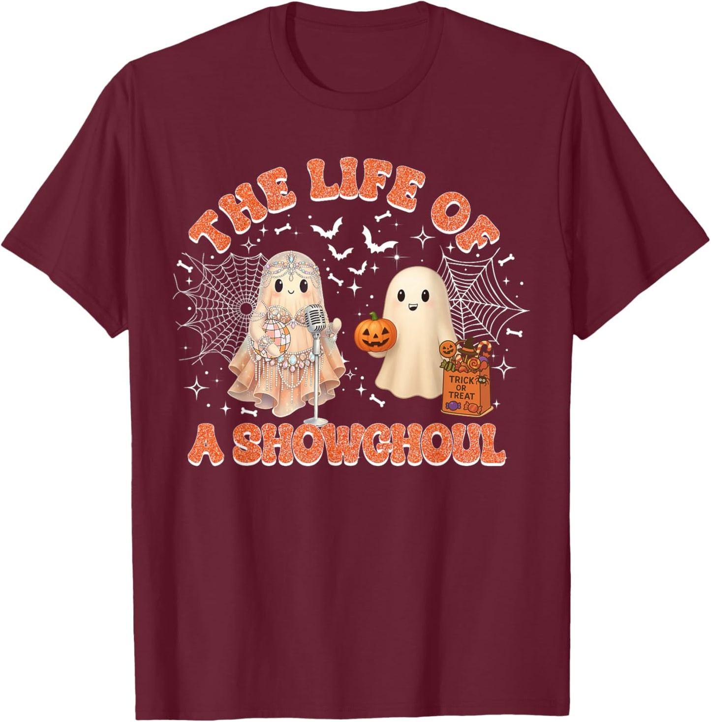 The Life of a Show Ghoul Retro Halloween Show Ghosts Girl T-Shirt - T-Shirt | Maroon