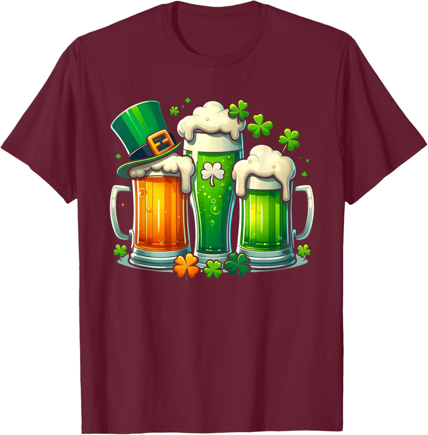 Irish Beer Ireland Flag St Patricks Day Men Women Leprechaun T-Shirt - T-Shirt | Maroon