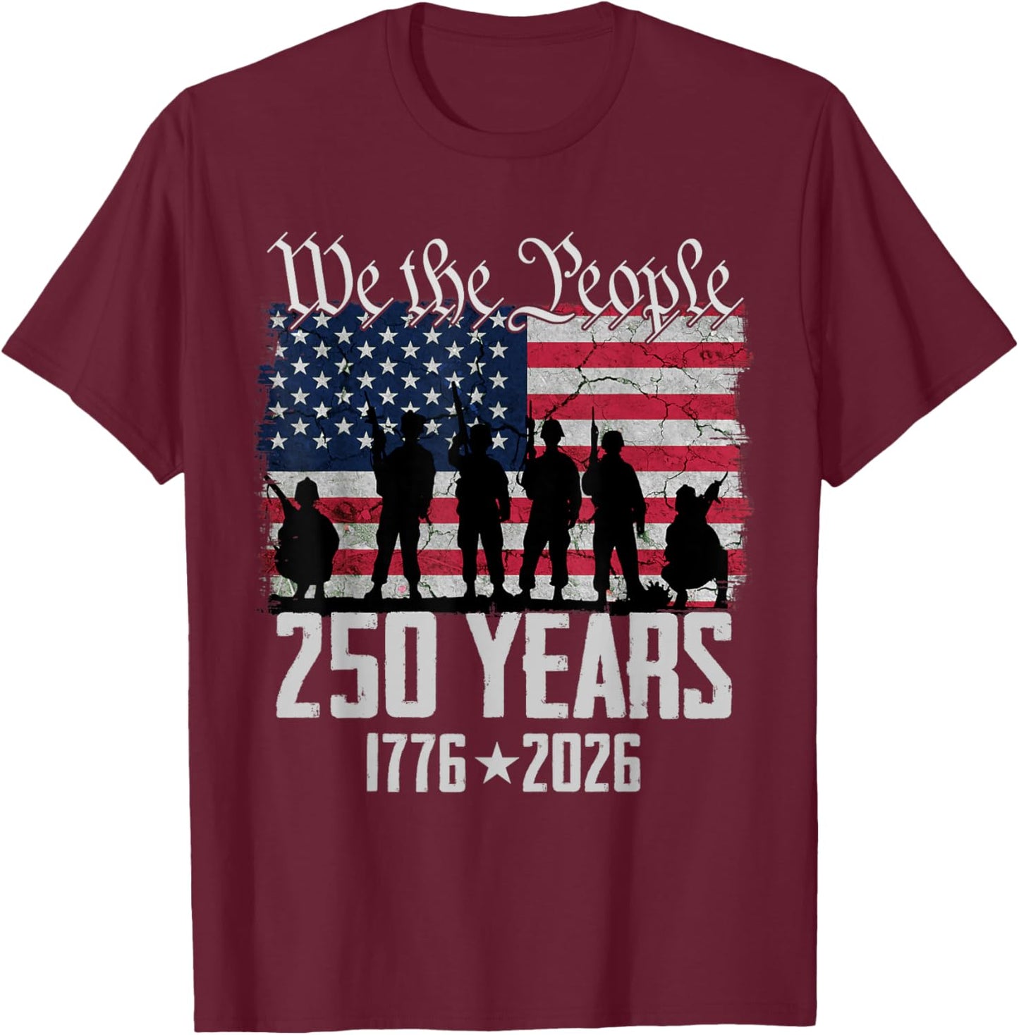 Flag Vintage 250 Years American 1776 2026 250th USA Birthday T-Shirt - T-Shirt | Maroon
