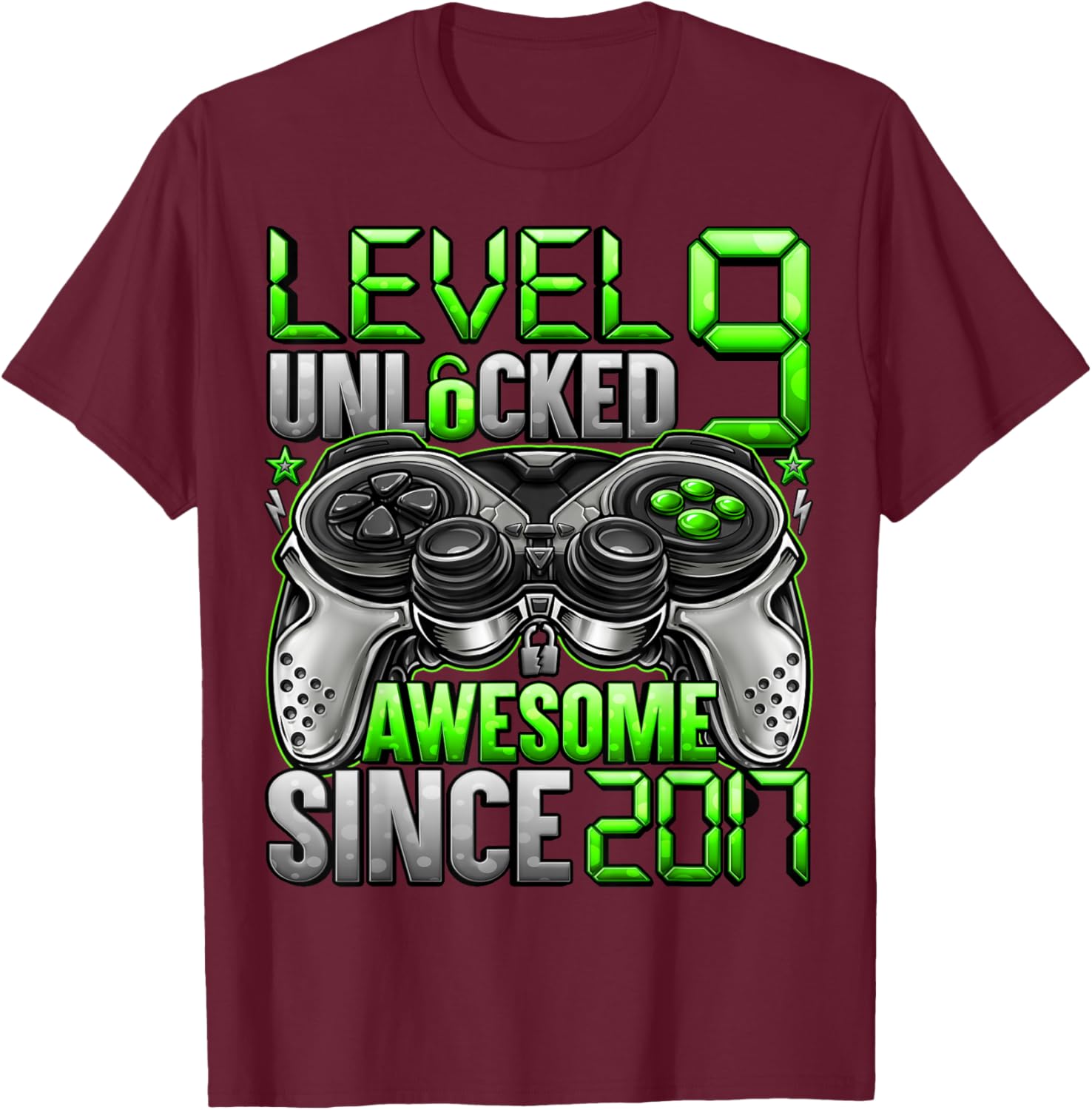 Level 9 Unlocked 9 Year Old Gifts for Boys 9th Birthday Boy T-Shirt - T-Shirt | Maroon