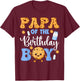 Papa of The Birthday Boy Funny Milk and Cookies Party T-Shirt - T-Shirt | Maroon
