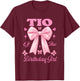 TIO Birthday Girl Matching Coquette Pink Bow T-Shirt - T-Shirt | Maroon