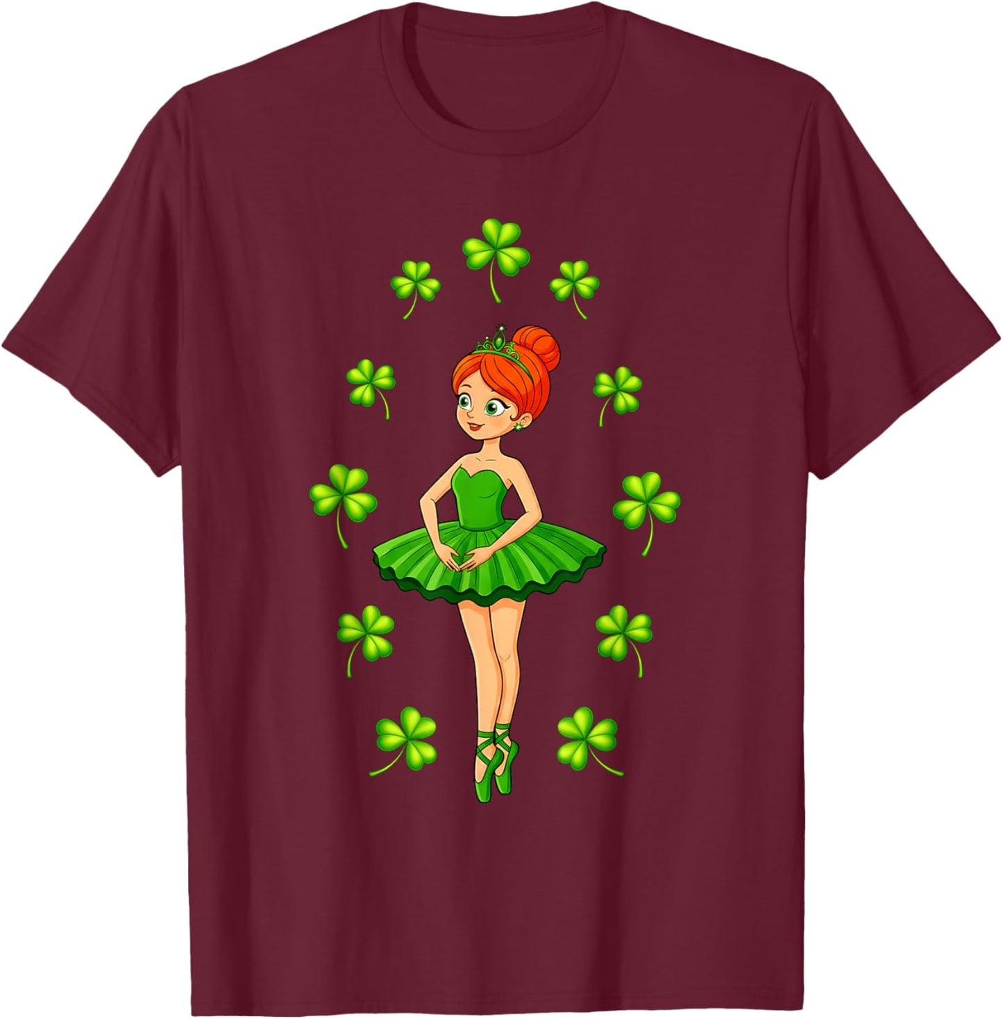 Cute Ballerinas Ballet Dancers St. Patrick's Day Girls Kids T-Shirt - T-Shirt | Maroon