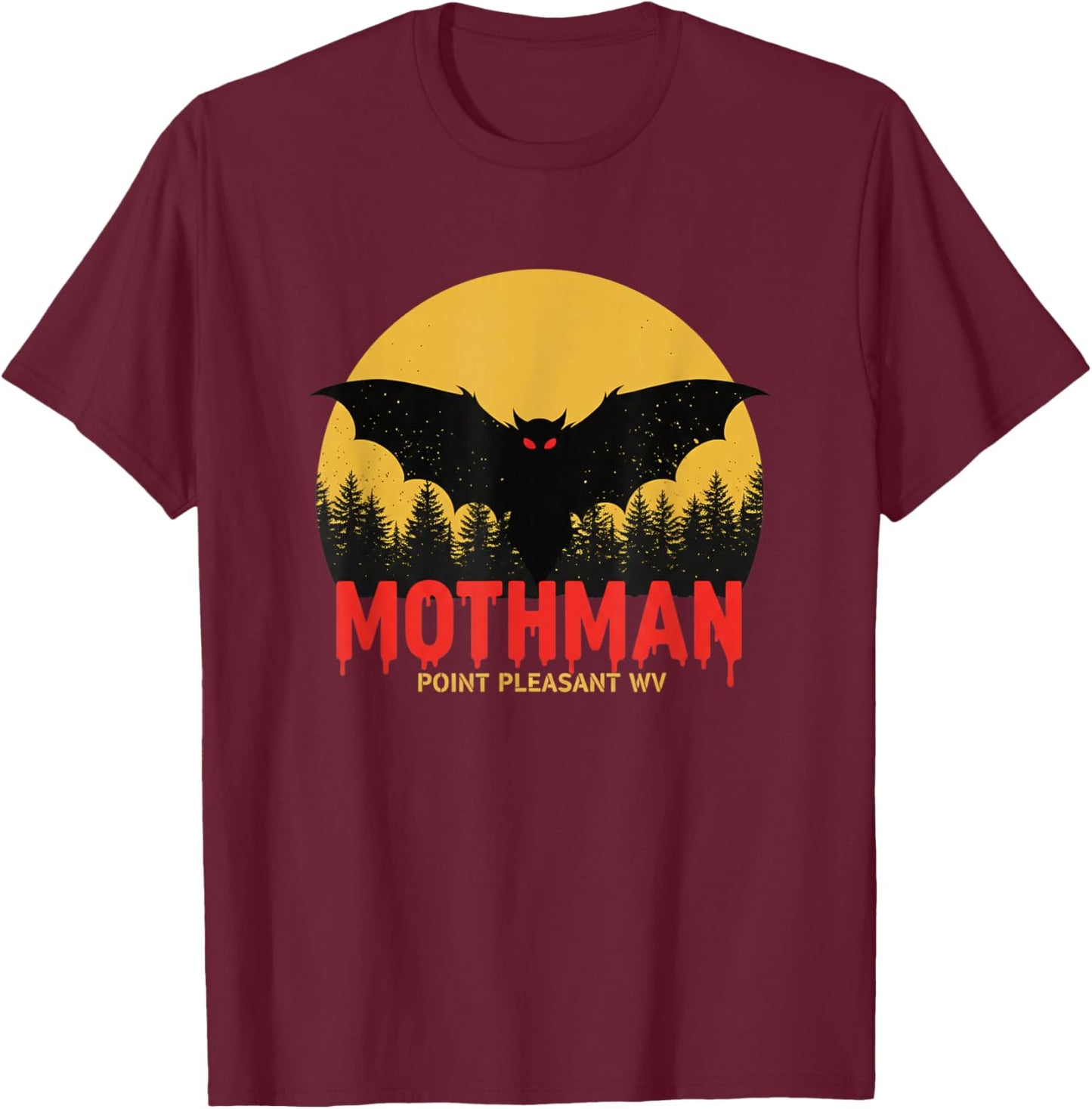 Halloween Mothman Point Pleasant WV Cryptid Design T-Shirt - T-Shirt | Maroon