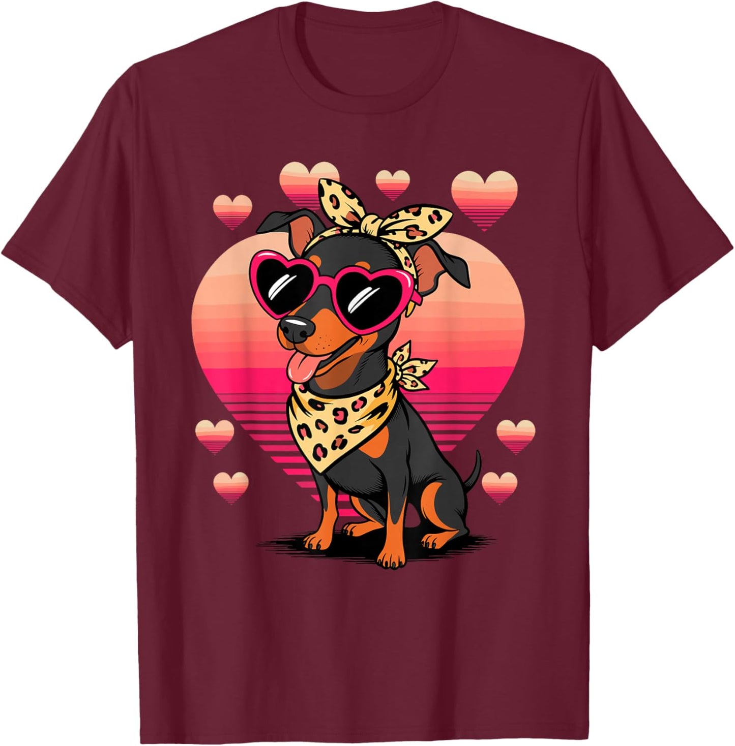 Miniature Pinscher Valentines Day T-Shirt - T-Shirt | Maroon