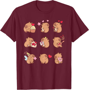 Super Cute Capybaras Girlie Capybara T-Shirt - T-Shirt | Maroon