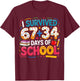 I Survived 67+34 Days of School Teacher 101 Days of School T-Shirt - T-Shirt | Maroon