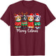 Merry Catmas Santa Reindeer Christmas Cat Lover Xmas Pajamas T-Shirt - T-Shirt | Maroon
