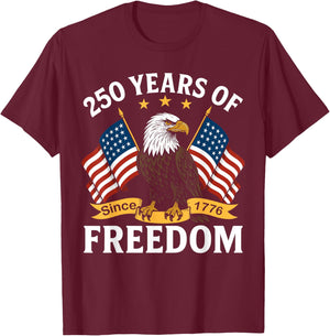 250 Years of Freedom 1776 2026 Bald Eagle 250th Birthday T-Shirt - T-Shirt | Maroon