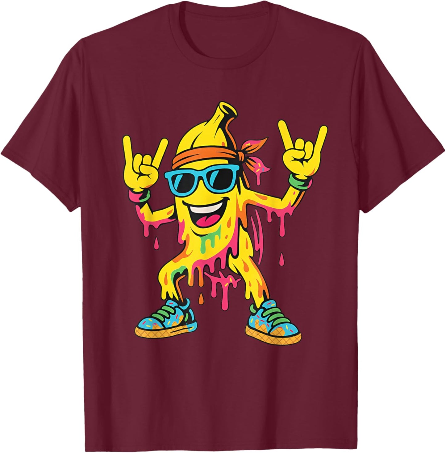 Cool Banana Drip Rocking Funny Graphic Boys Kids Men Youth T-Shirt - T-Shirt | Maroon