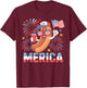 Funny Patriotic Hotdog 'Merica Style 4th of July BBQ Humor T-Shirt - T-Shirt | Maroon