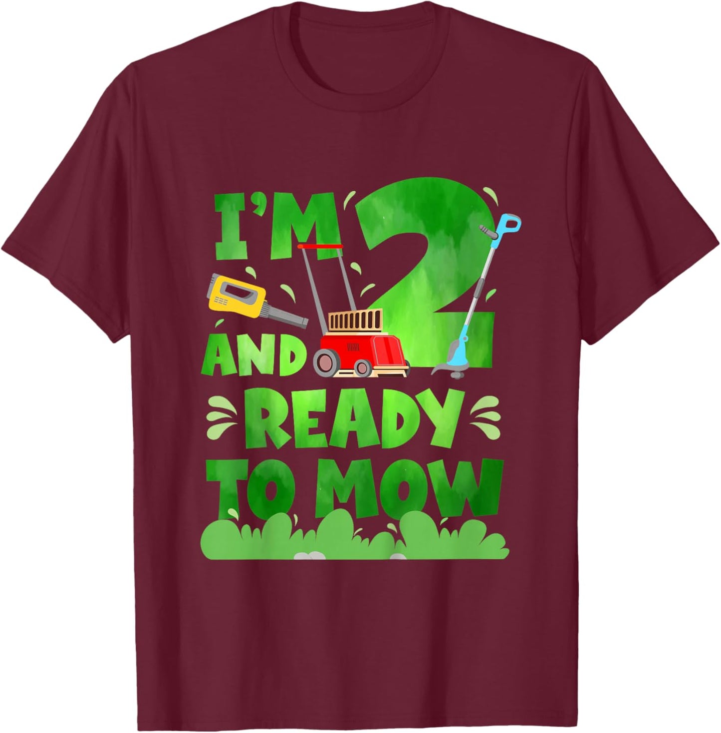 2nd Lawn Mowing Birthday 2 Year Old Lawn Mower T-Shirt - T-Shirt | Maroon