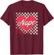Nope Vintage Valentine's Distressed Checker T-Shirt - T-Shirt | Maroon