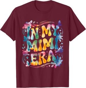 Funny in My Mimi Era Retro Groovy Mothers Day Mimi Butterfly T-Shirt - T-Shirt | Maroon