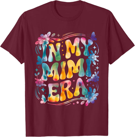 Funny in My Mimi Era Retro Groovy Mothers Day Mimi Butterfly T-Shirt - T-Shirt | Maroon