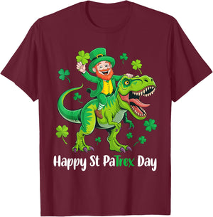 Funny St Patricks Day Pa-Trex Dinosaur Shamrock Boys Kids T-Shirt - T-Shirt | Maroon