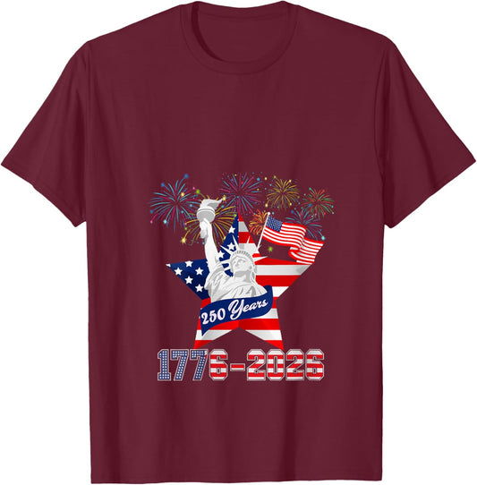 US Anniversary 1776-2026 Birthday 4th of July Independence V-Neck T-Shirt - T-Shirt | Maroon