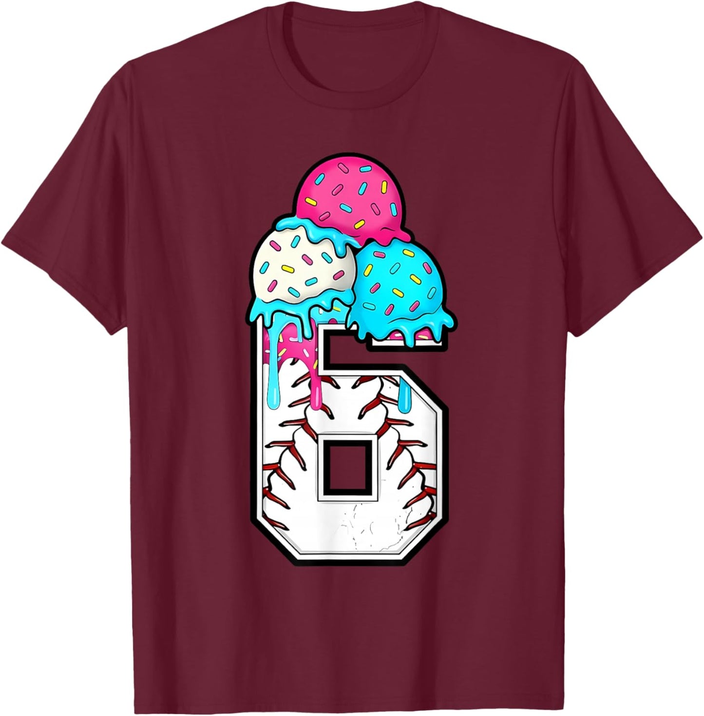 Funny Number 6 Baseball Drip 67 Meme Costume Couple Matching T-Shirt - T-Shirt | Maroon