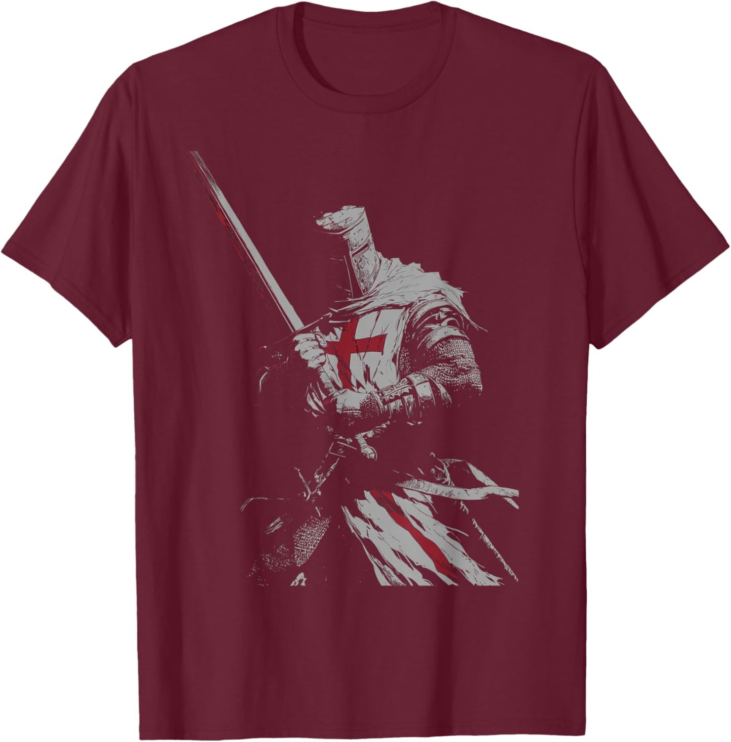Knight Templar Crusader Warrior Catholic Christian Men Women T-Shirt - T-Shirt | Maroon