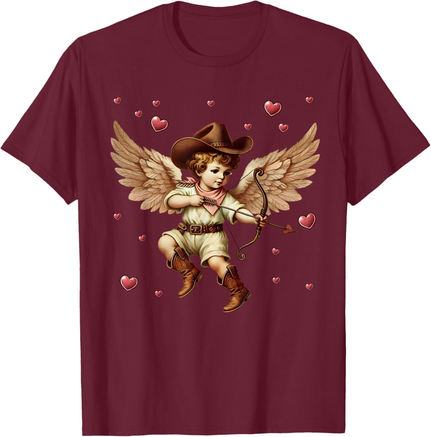 Cowboy Cupid Western Rodeo Valentine's Day Wild West Kids T-Shirt - T-Shirt | Maroon