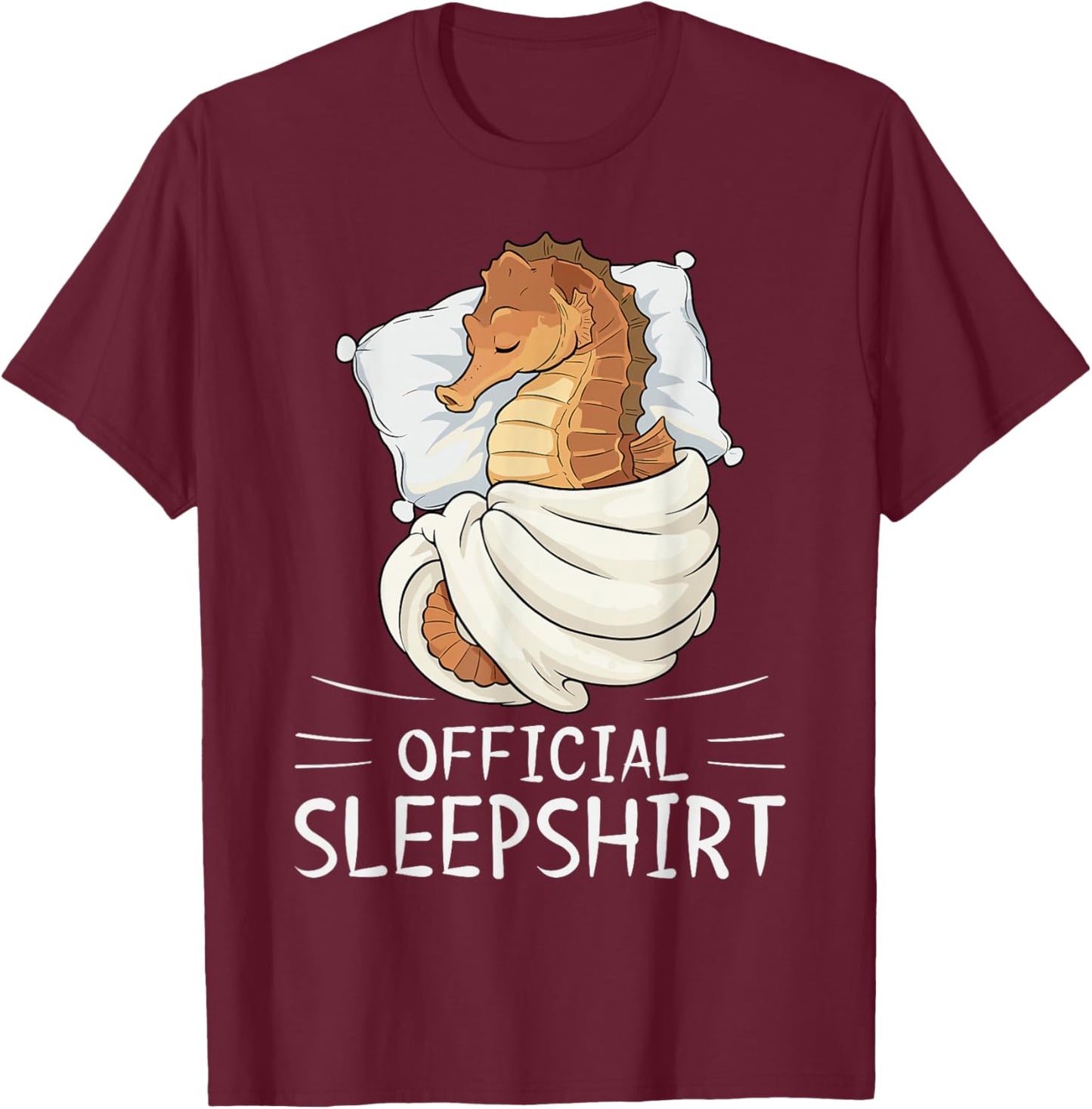 Seahorse Animal Official Sleepshirt Pajamas Nightgown T-Shirt - T-Shirt | Maroon