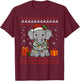 Elephant Christmas Ugly Sweater Elephant Graphic T-Shirt - T-Shirt | Maroon