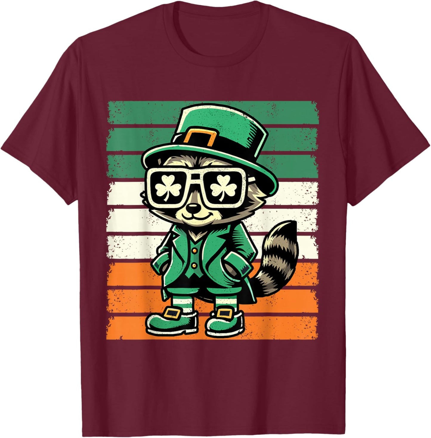 Raccoon Irish Men Women Kids Funny St. Patrick's Day T-Shirt - T-Shirt | Maroon