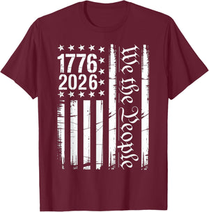 USA Flag Patriotic History 1776 2026 250th Anniversary T-Shirt - T-Shirt | Maroon