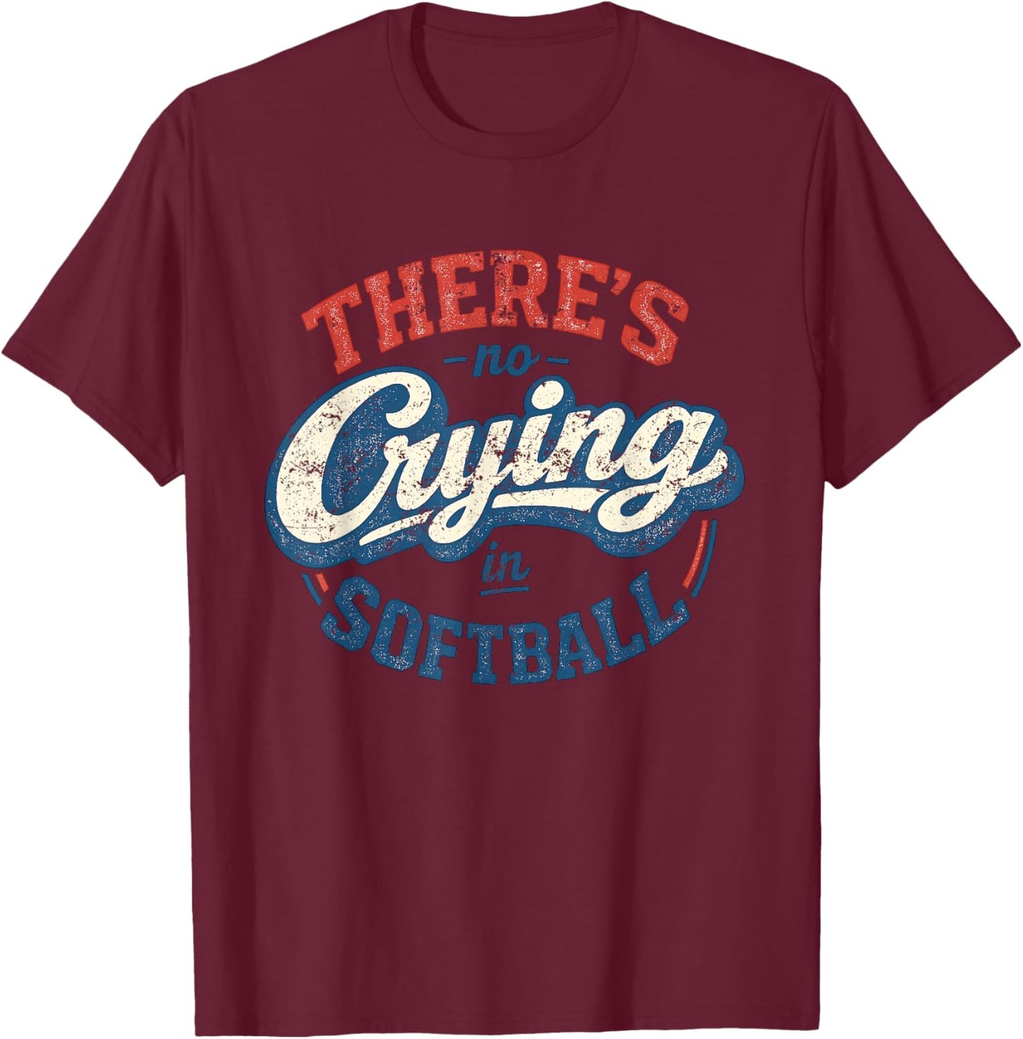 No Crying in Softball Retro Graphic T-Shirt - T-Shirt | Maroon