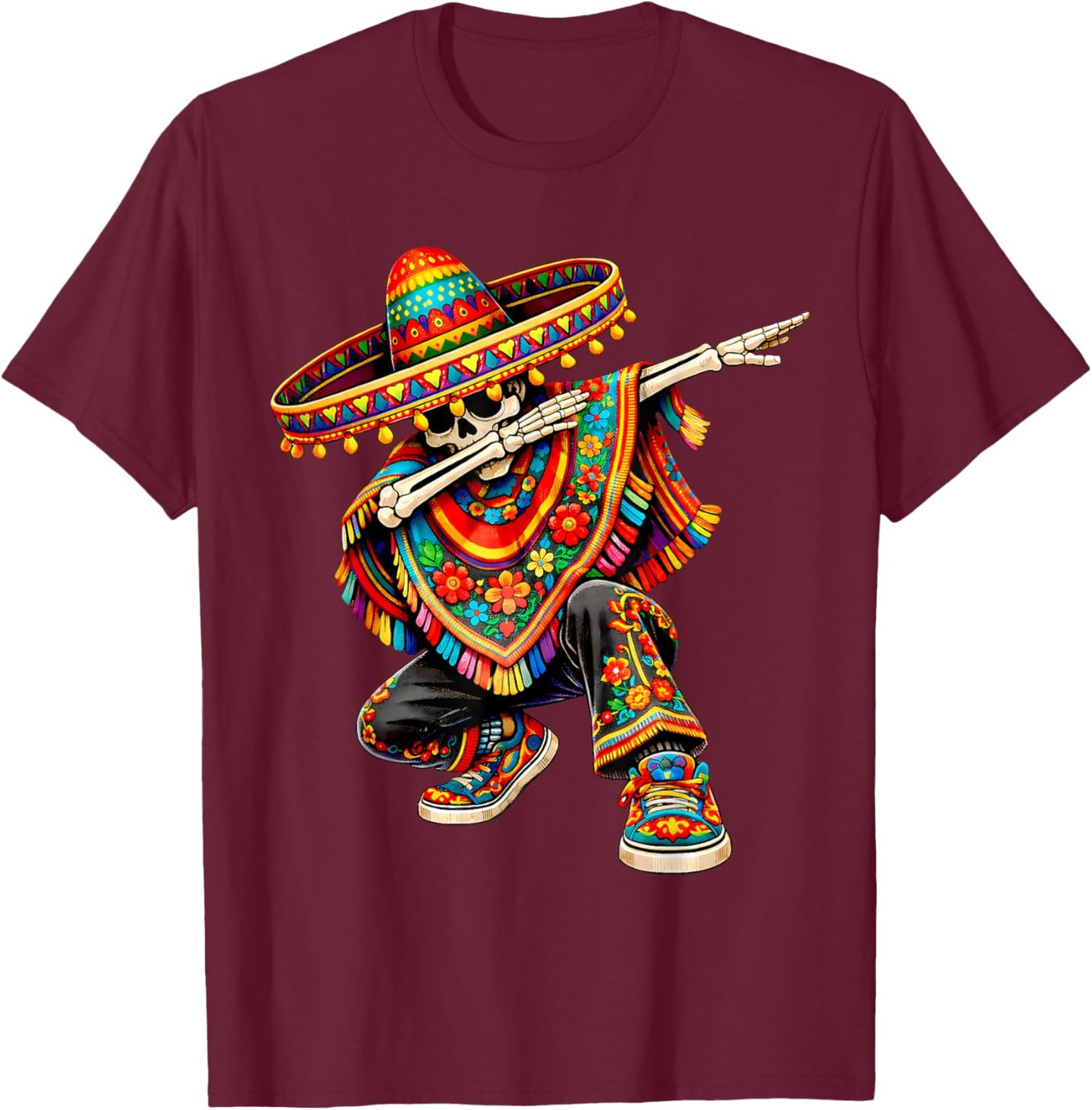5 Cinco De Mayo Skeleton Skull Mexican for Boys Fiesta T-Shirt - T-Shirt | Maroon