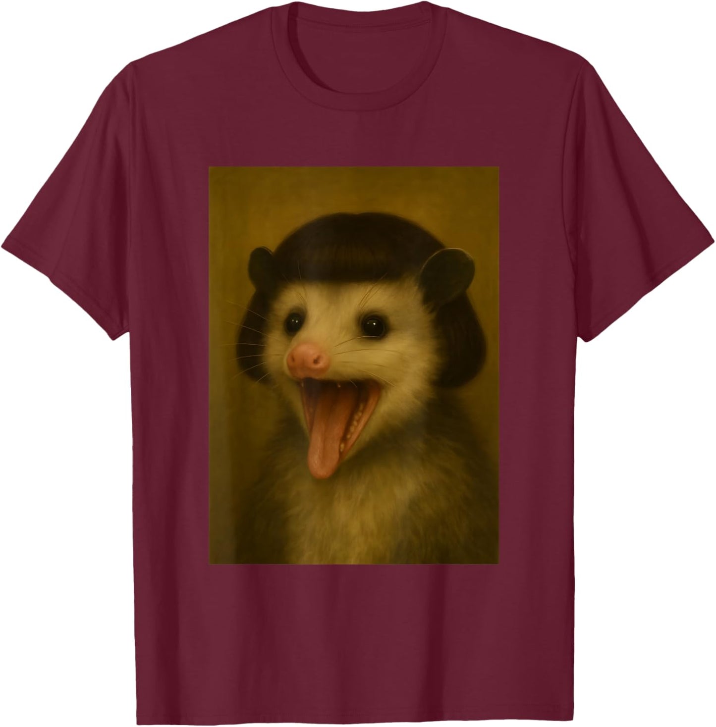 Funny Possum Bob Haircut Viral Meme Opossum T-Shirt - T-Shirt | Maroon