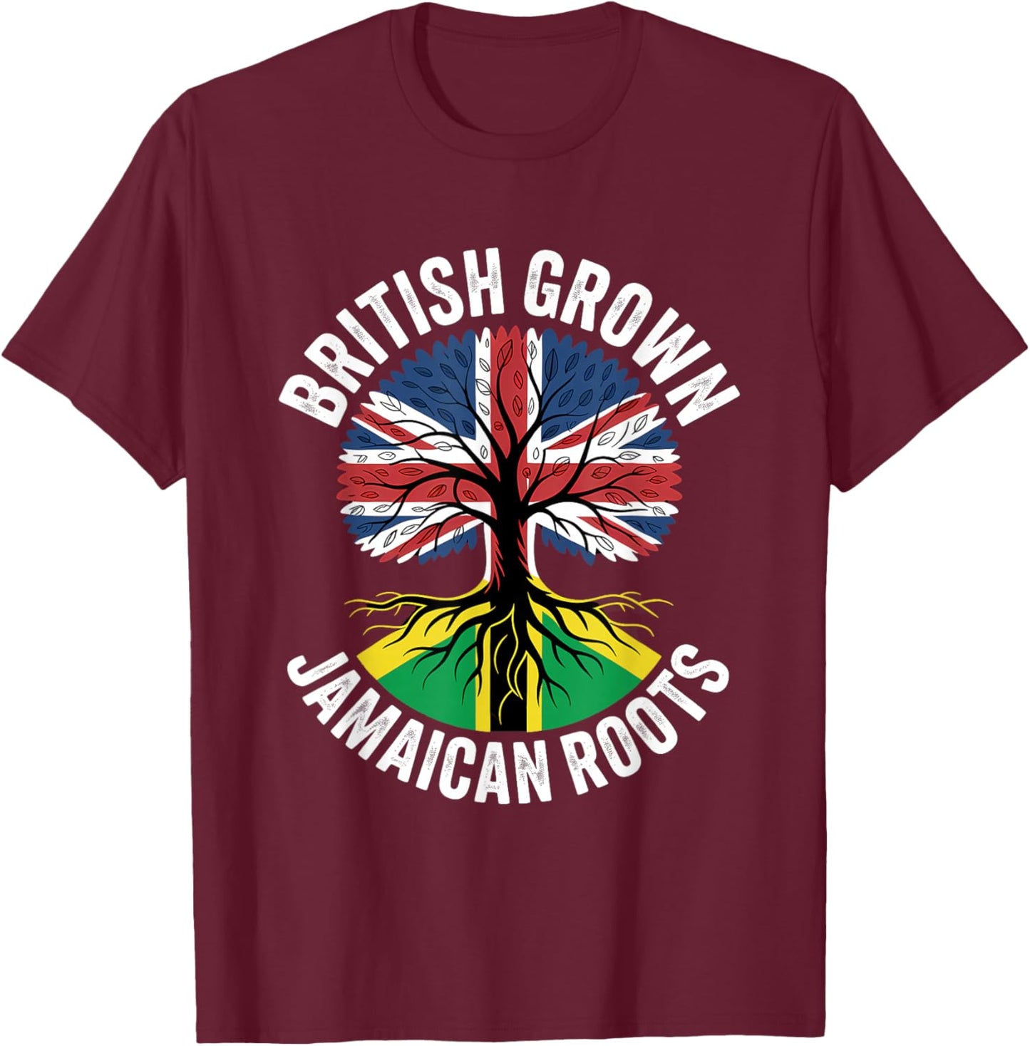 British Grown Jamaican Roots UK Jamaica T-Shirt - T-Shirt | Maroon
