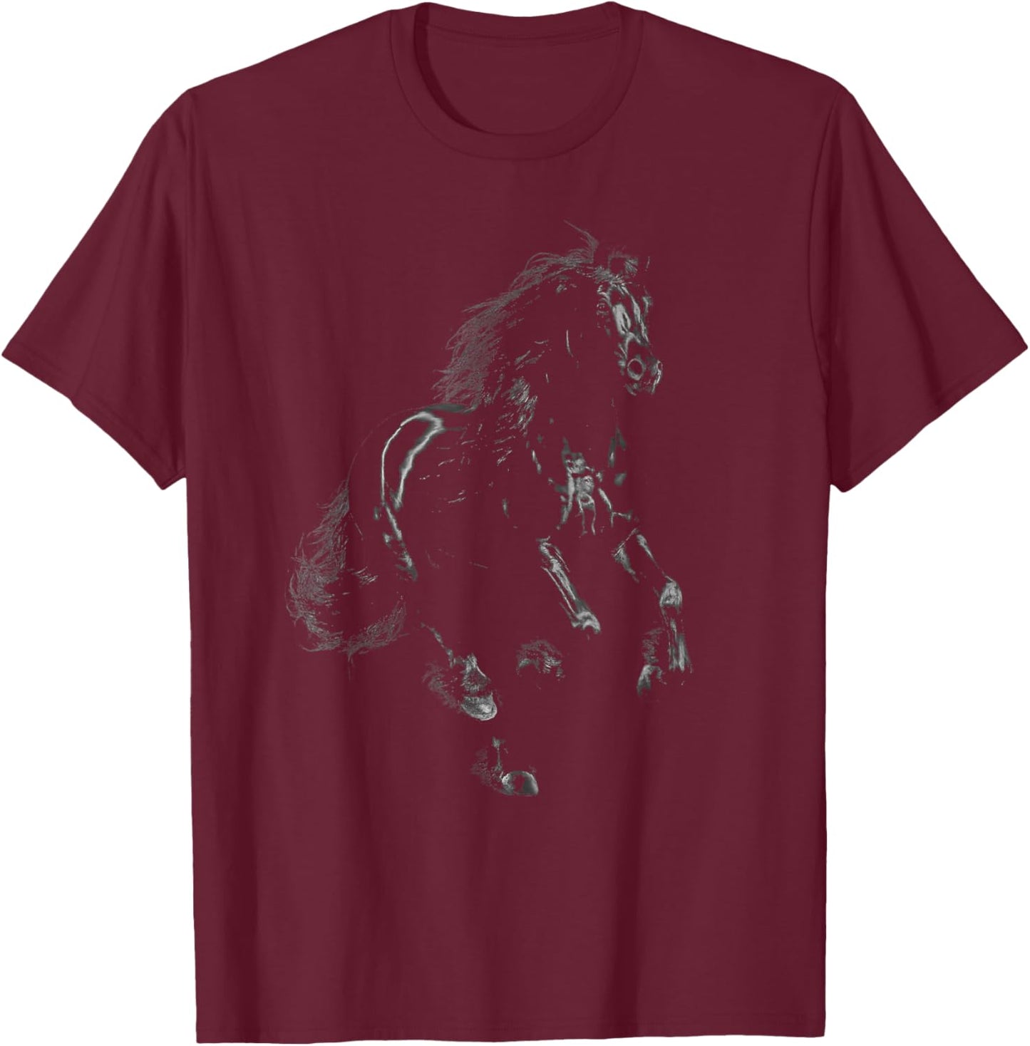 Elegant Black Horse Art Men & Horse Lovers T-Shirt - T-Shirt | Maroon