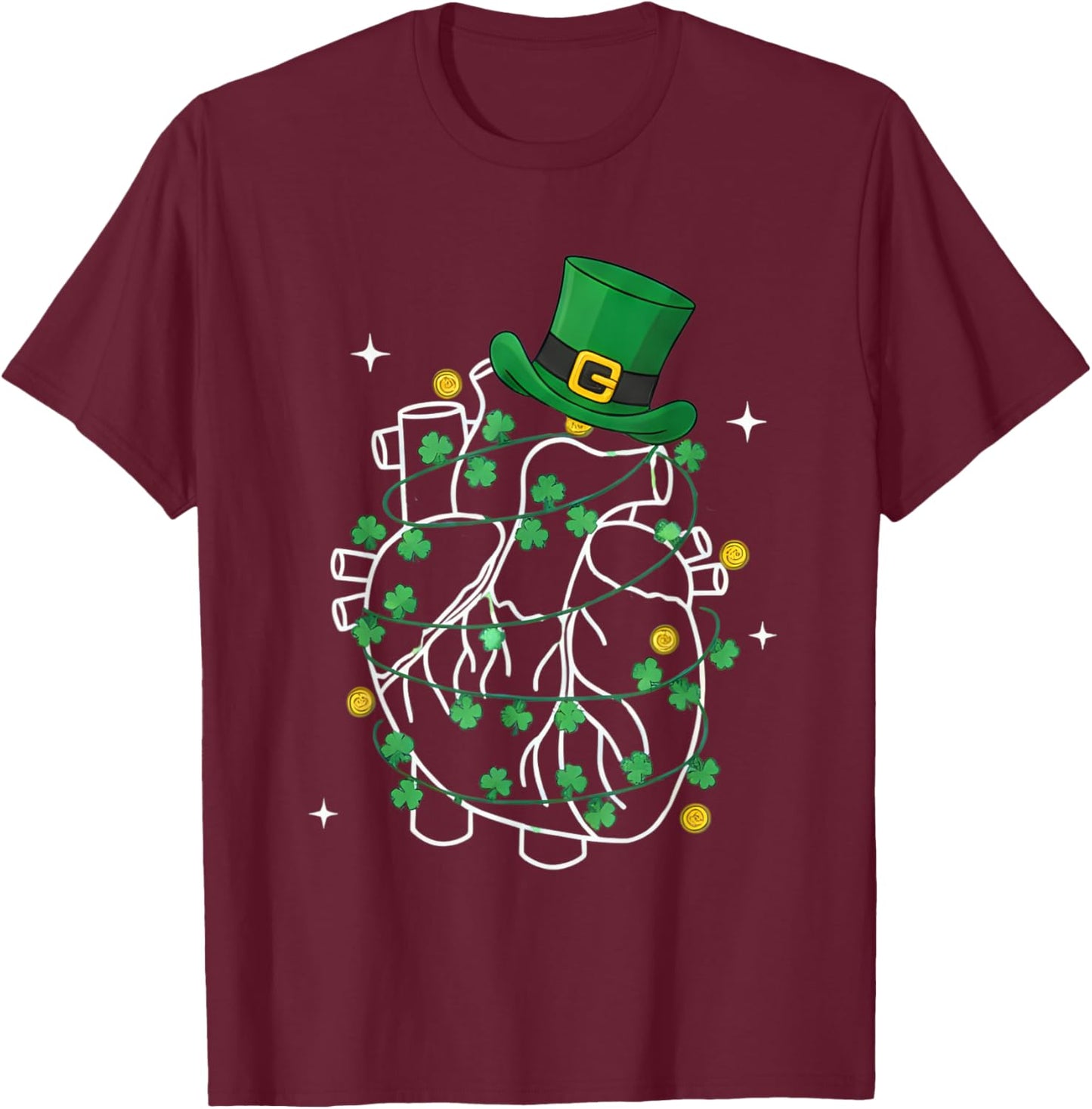 Anatomy Heart Cardiac Nurse St Patricks Day Shamrock Women T-Shirt - T-Shirt | Maroon