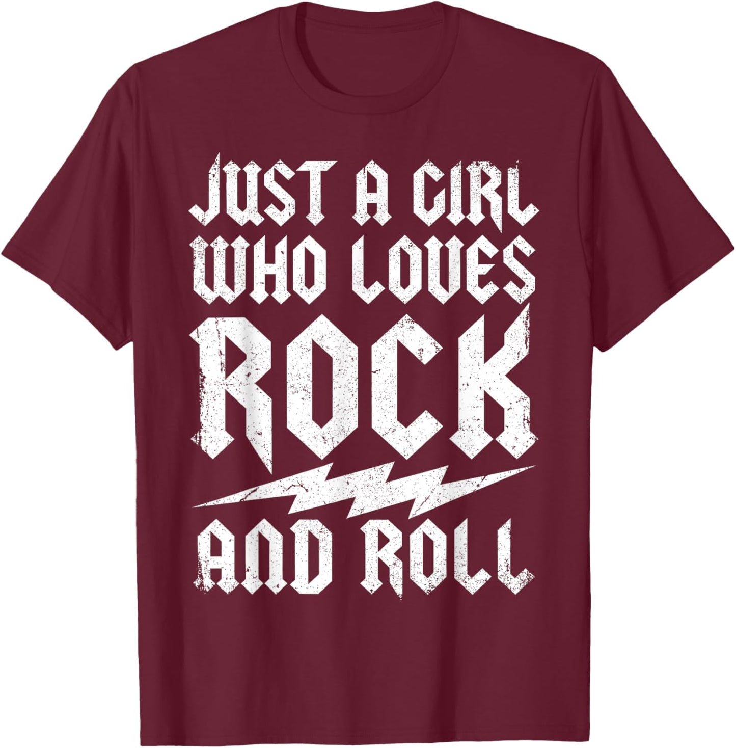 Rock Music Just a Girl Who Loves Rock and Roll Fan Outfit T-Shirt - T-Shirt | Maroon