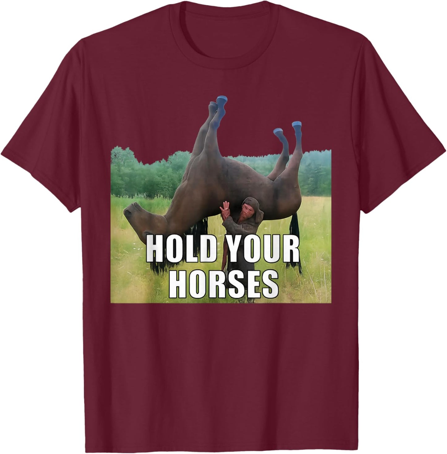 Hold Your Horses Funny Saying Men Women Sarcastic Humor T-Shirt - T-Shirt | Maroon