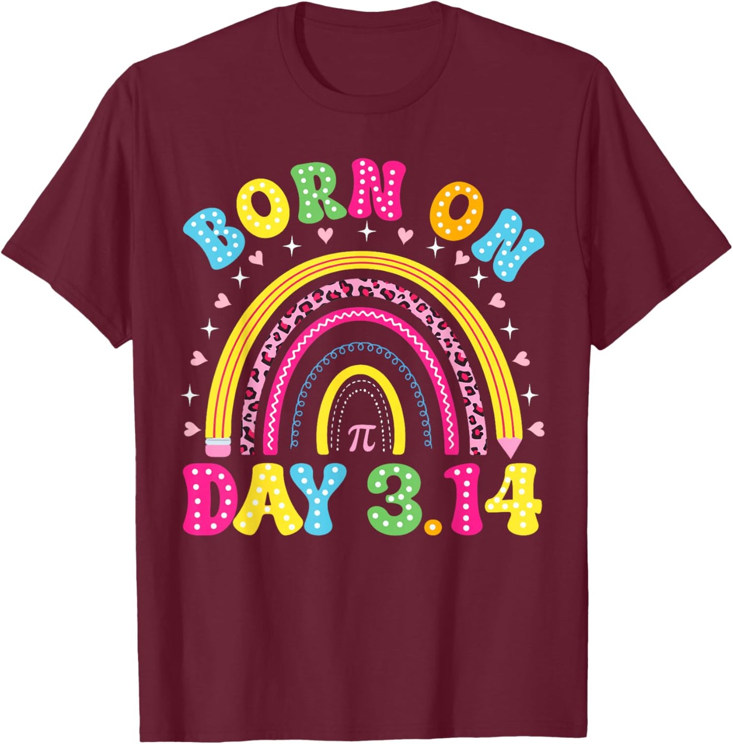 Born On Pi Day Birthday Bday Math 3.14 Funny Kid T-Shirt - T-Shirt | Maroon