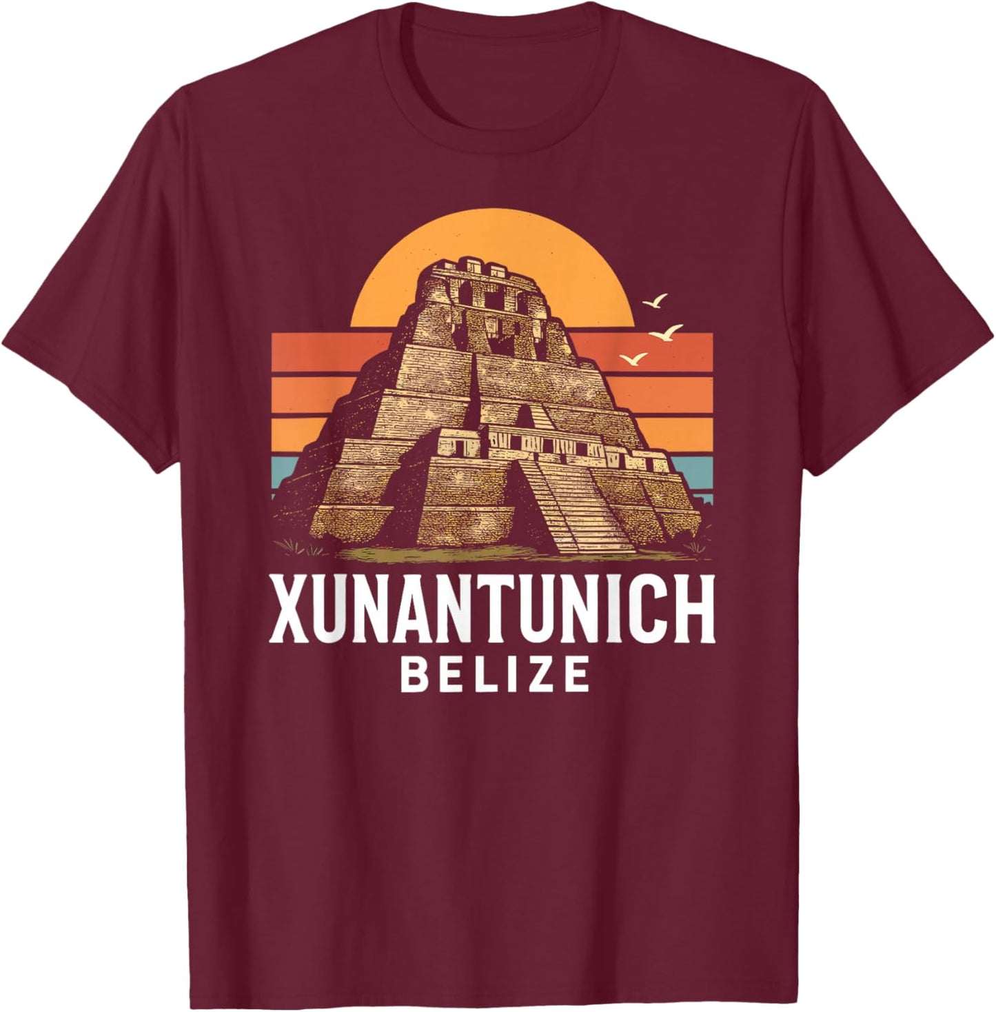 Xunantunich Belize Maya Temple Travel Central America Tikal T-Shirt - T-Shirt | Maroon