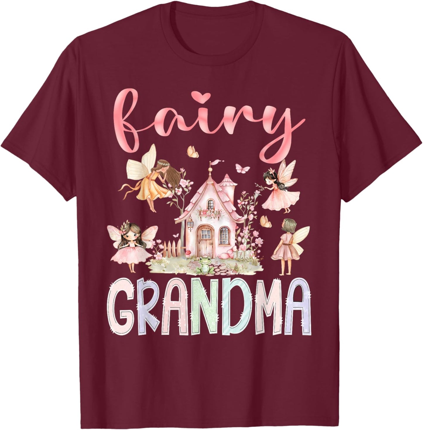 Fairy Grandma Magical Floral Funny Birthday Girl Fairytale T-Shirt - T-Shirt | Maroon