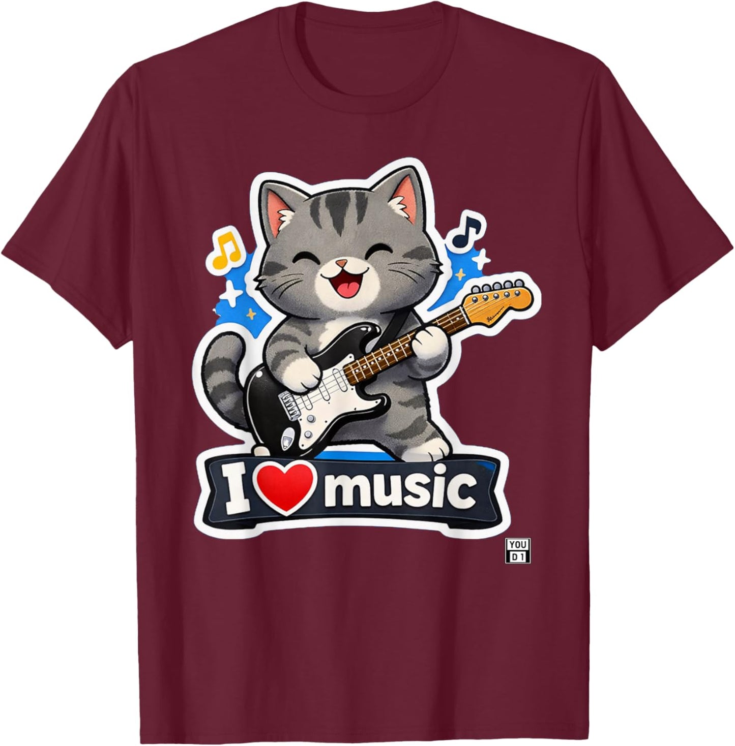 Guitar Kat T-Shirt - T-Shirt | Maroon