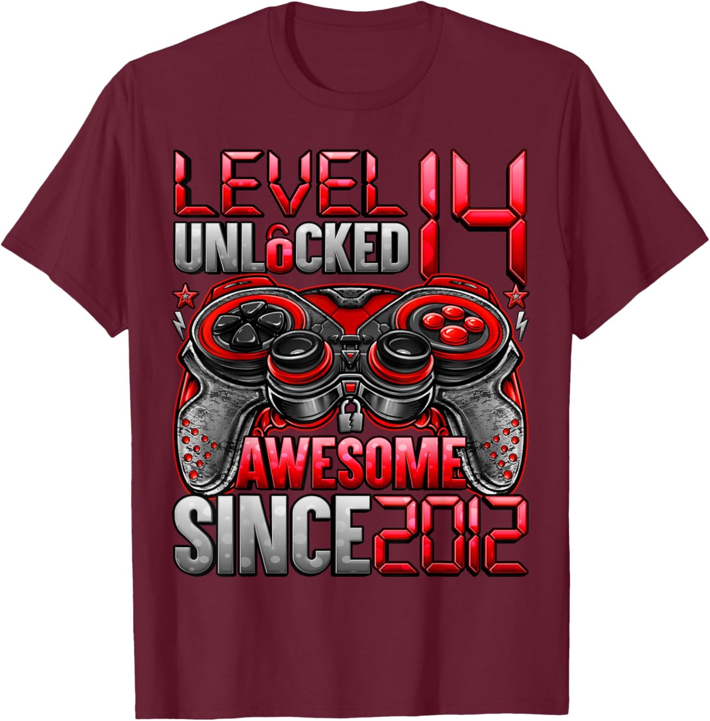Level 14 Unlocked 14 Year Old Gifts Boys 14th Birthday Boy T-Shirt - T-Shirt | Maroon