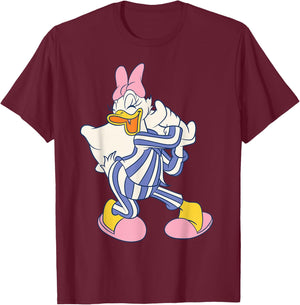 Disney Daisy Duck Striped Pajamas Slumber Party PJs Pose T-Shirt - T-Shirt | Maroon