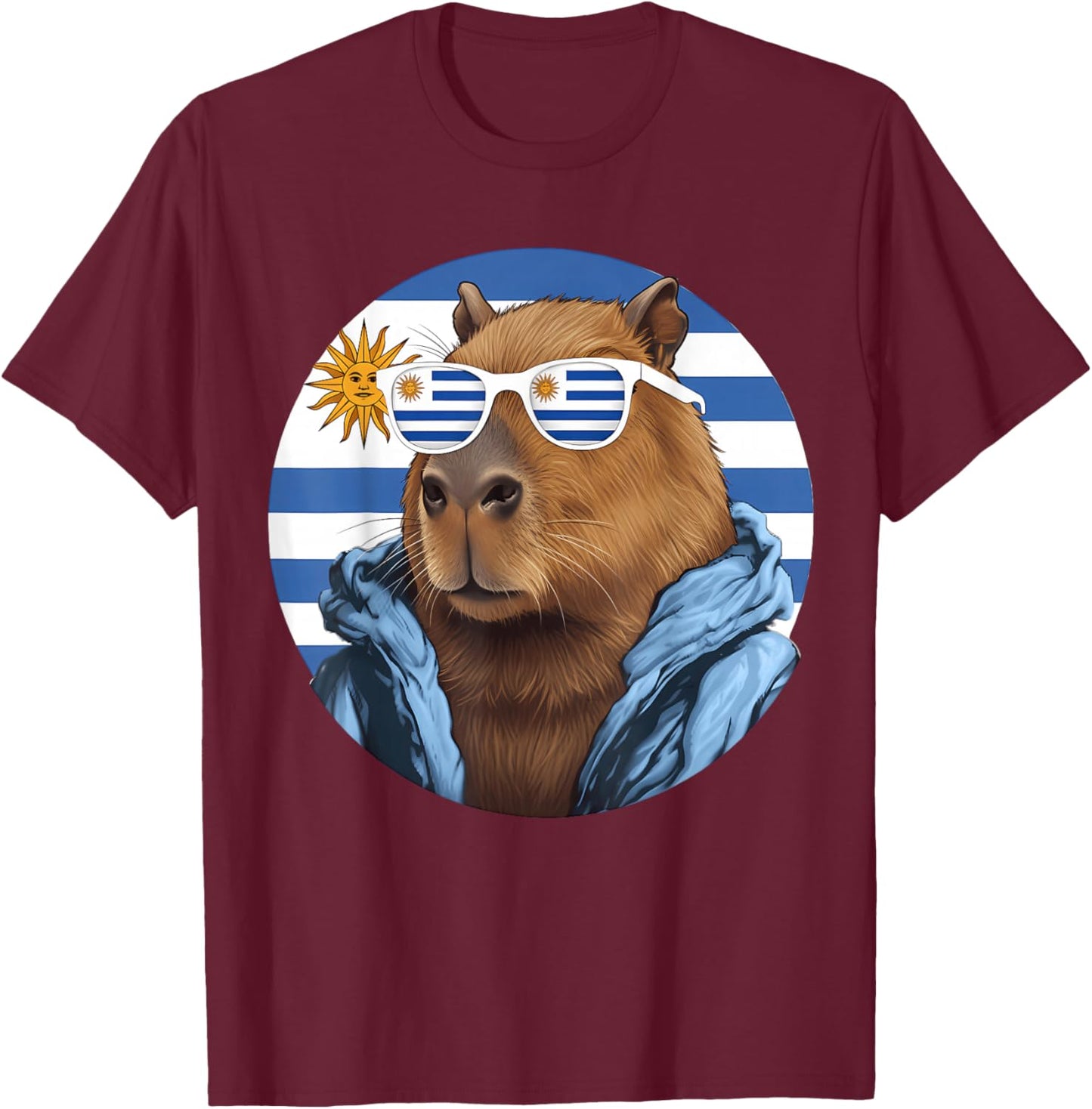 Uruguay Flag Capybara Uruguayan Roots T-Shirt - T-Shirt | Maroon
