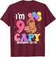 9 Years Old Capy Birthday to Me 9th Birthday Capybara T-Shirt - T-Shirt | Maroon