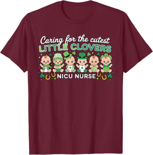 Caring for The Cutest Clovers NICU Nurse St Patricks Day T-Shirt - T-Shirt | Maroon