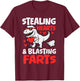 Funny Dino Stealing Hearts Blasting Farts Valentines Day Boy T-Shirt - T-Shirt | Maroon