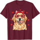Cute Golden Retriever Valentine Heart Candy Valentines Day T-Shirt - T-Shirt | Maroon
