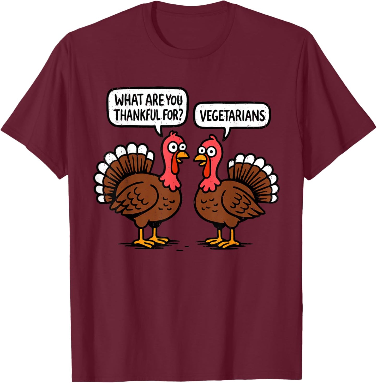 Funny Turkey Thankful for Vegetarian Thanksgiving Adult Kids T-Shirt - T-Shirt | Maroon